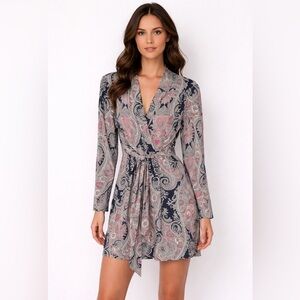 Diamond Tea Paisley Print Short Lightweight Robe - Size XS